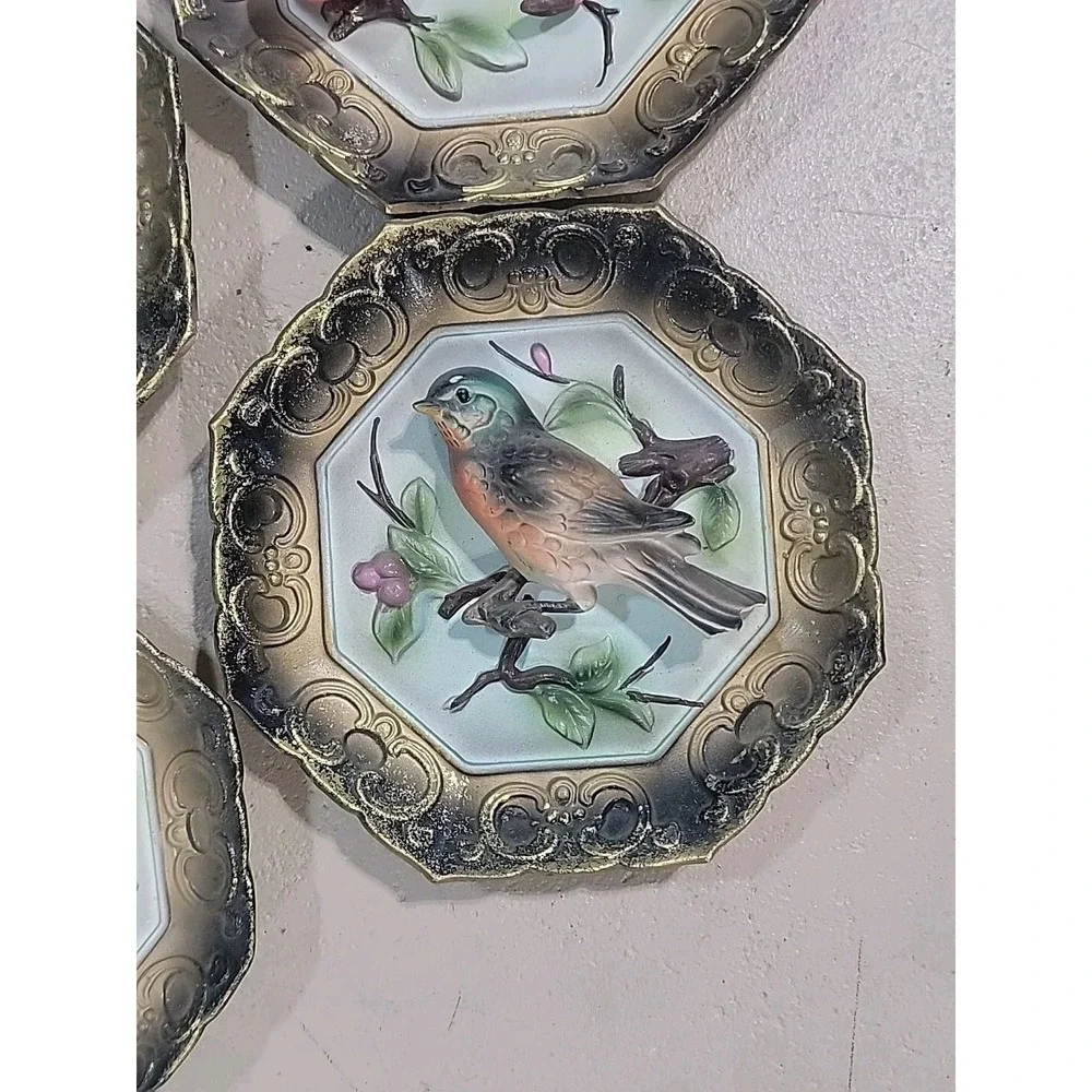 Vintage 3D JAPAN Set of Songbirds 6 1/2